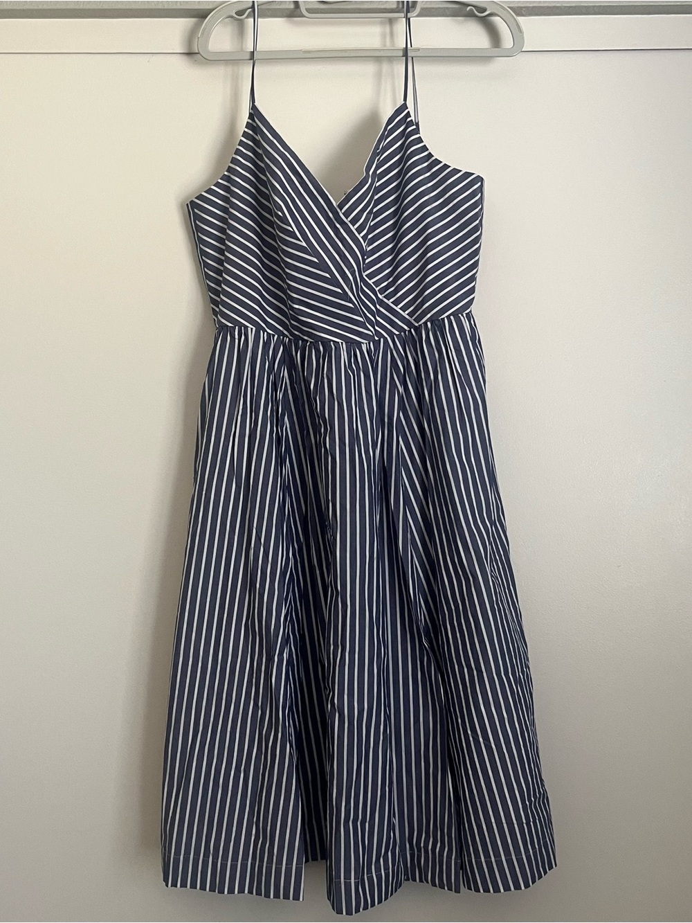 J. Crew Navy and White Striped Midi Sundress
